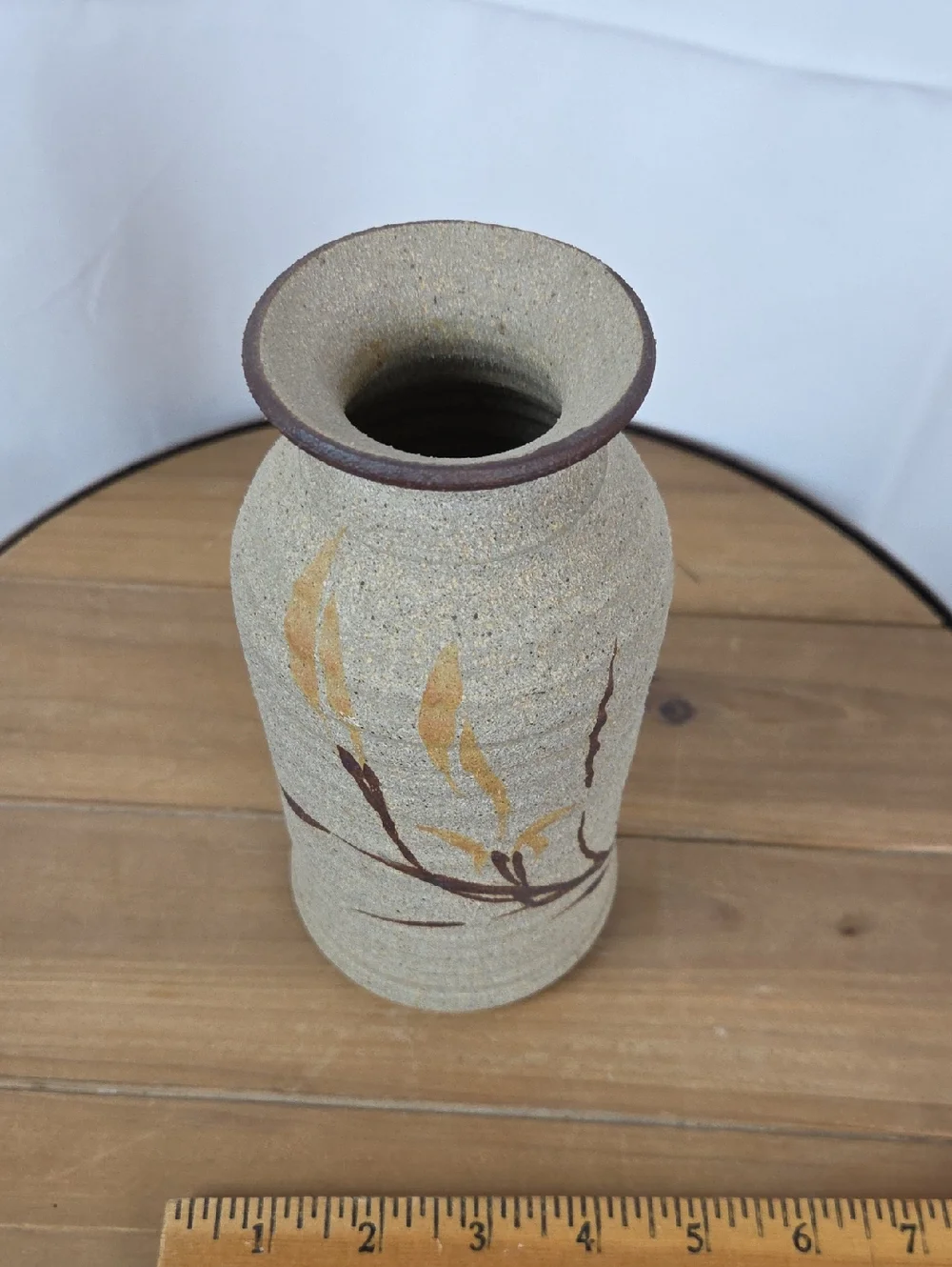 Handcrafted Sandstone Ceramic Vase in Beige and Brown